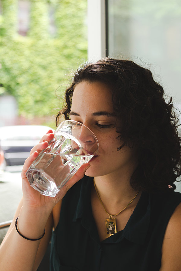 woman drinking water